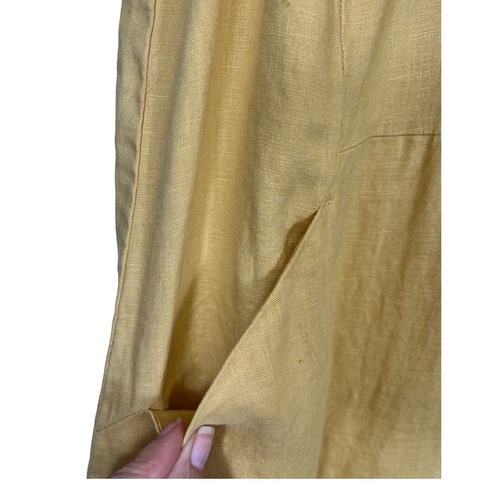 J.Jill Love Linen Mustard Yellow Short Sleeve Button Front Shirt Dress Medium - Picture 4 of 9